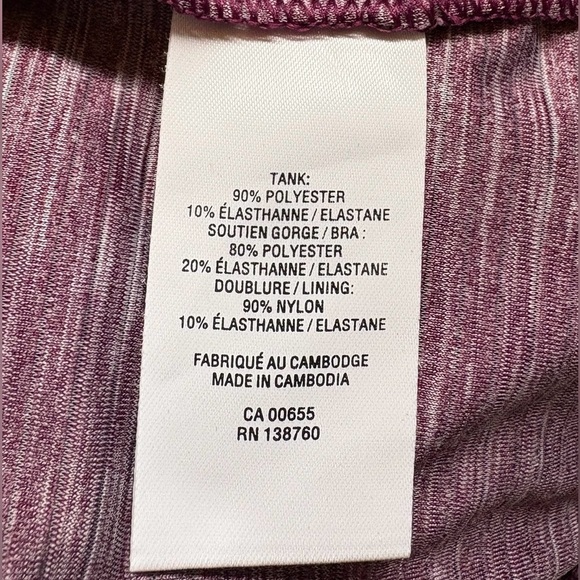 HYBA, Tank Top With Built-in Bra, Small, Burgundy, White 🏃‍♀️‍➡️ - Picture 9 of 10